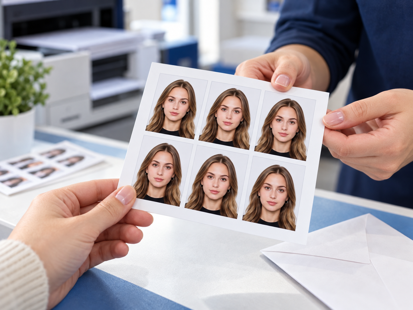 Готовый лист фотографий на документы, напечатанный в копи-центре